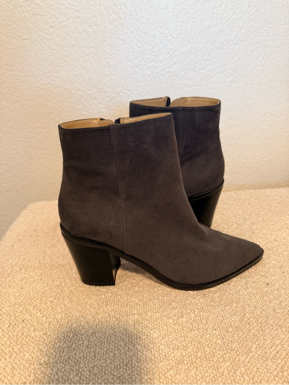 14th & Union Gray Suede Pointed Toe Ankle Booties